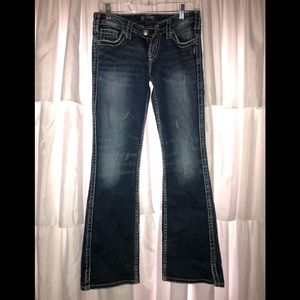 Silver “Twisted” Dark Denim Jeans
